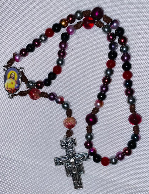 Unique Sacred Heart Rosary with San Damiano Crucifix
