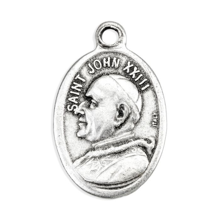 1" Oval Antiqued Silver Oxidized Saint John XXIII Medal