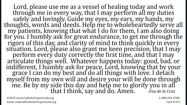 A Nurse's Daily Prayer Card 