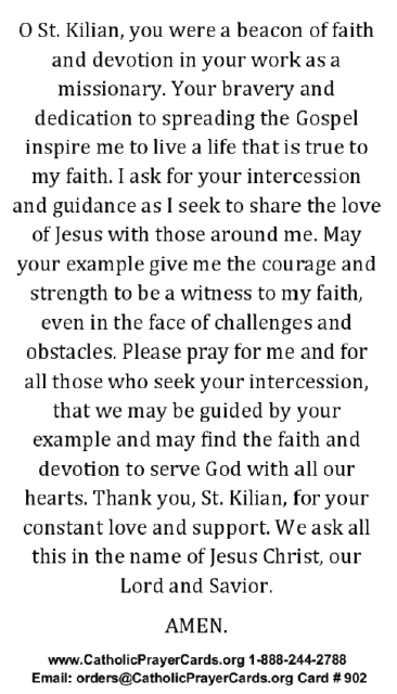 St. Kilian Prayer Card