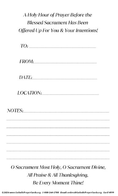 Eucharistic Adoration Intentions Card