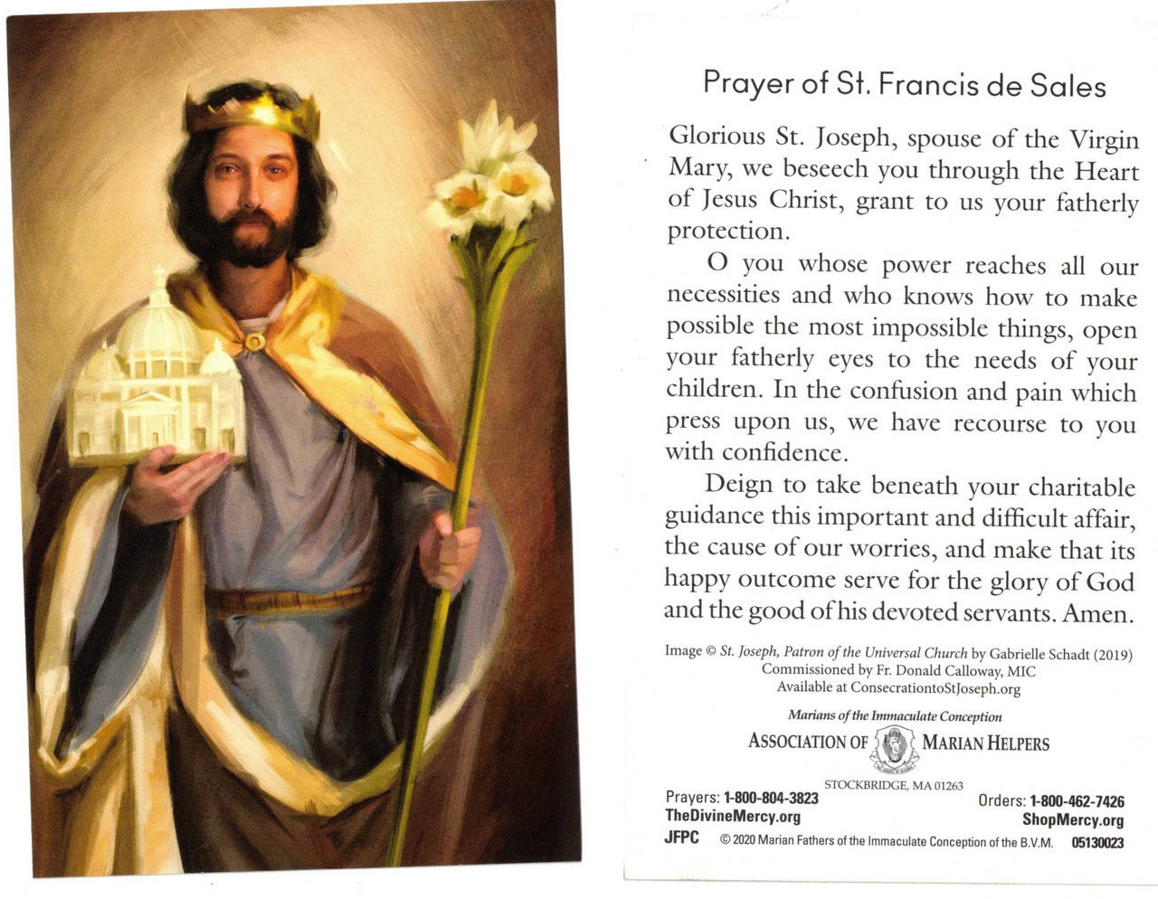 Prayer to Saint Joseph by Saint Francis de Sales