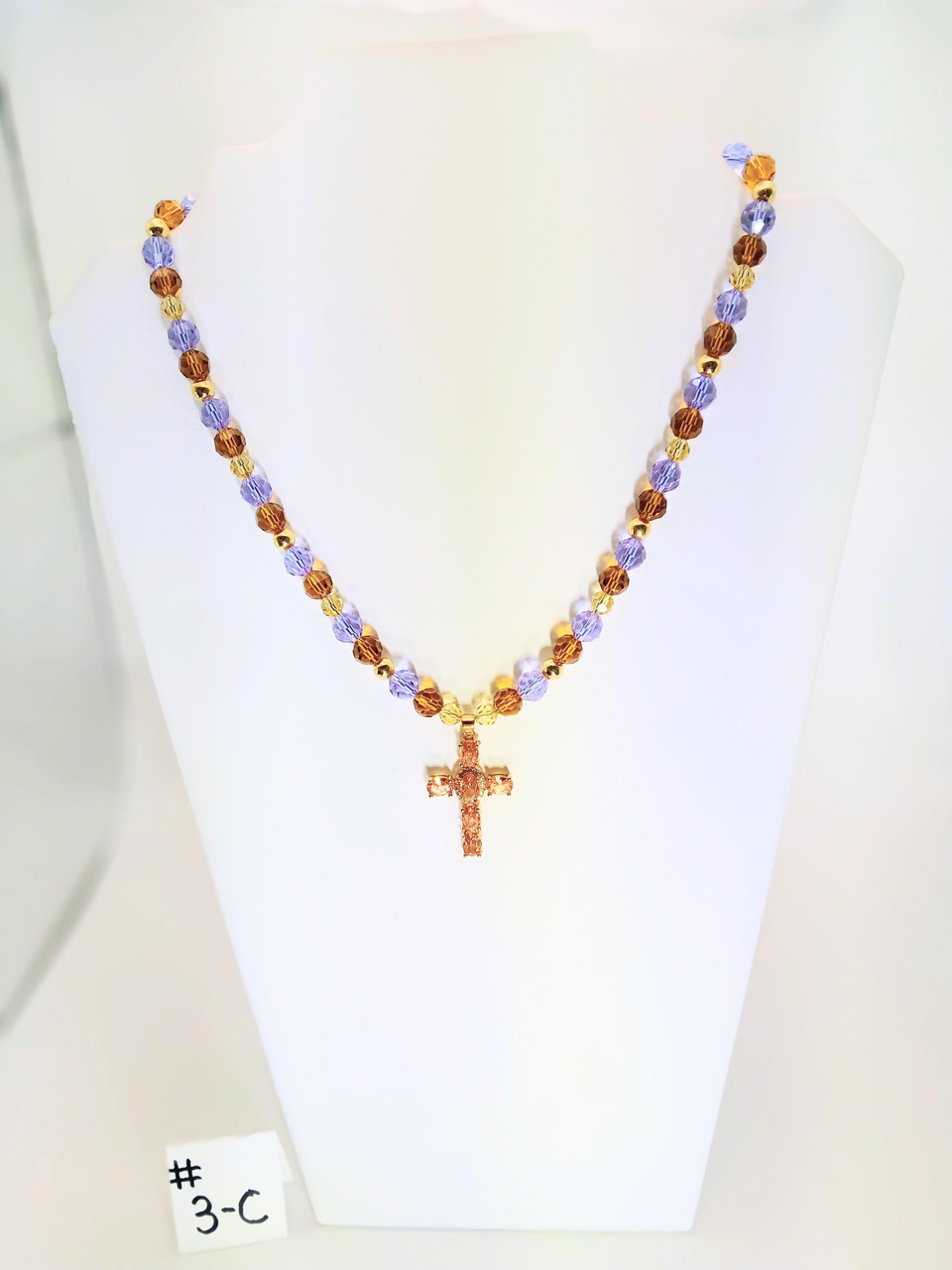 Unique 18 karat Gold filled brass pendant religious cross -  18 inch Princess Necklace 