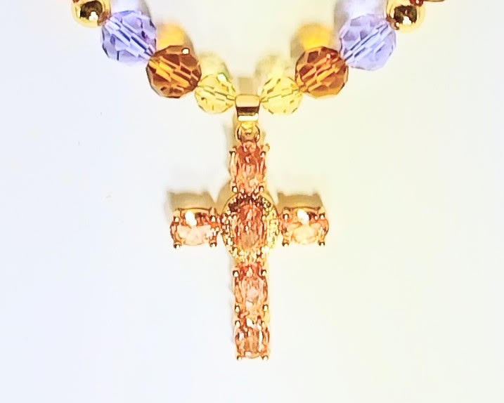 Unique 18 karat Gold filled brass pendant religious cross -  18 inch Princess Necklace 