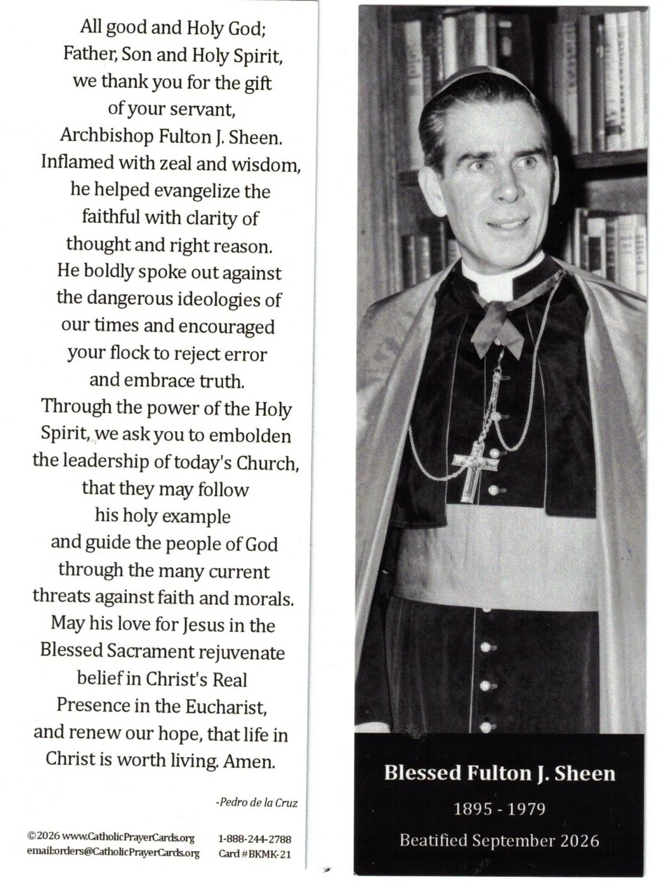 Archbishop Fulton Sheen Bookmark