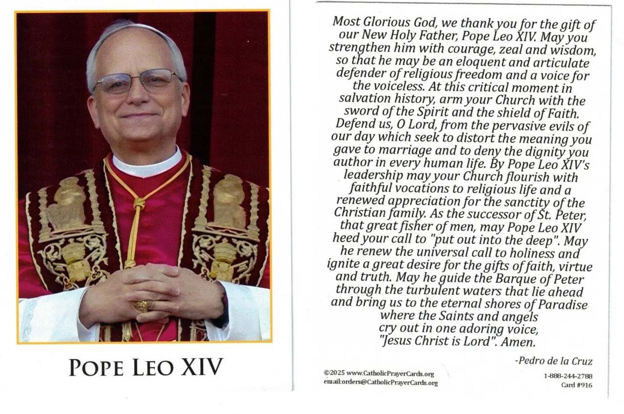 Pope Leo XVI Prayer Card with Prayer for Pope Leo