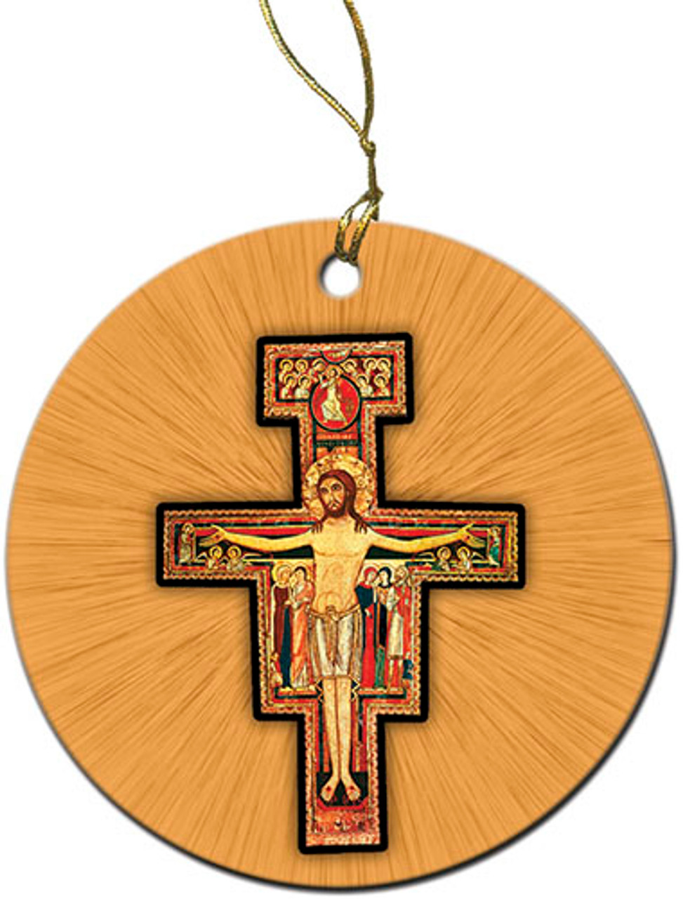 San Damiano Crucifix Round Porcelain Ornament