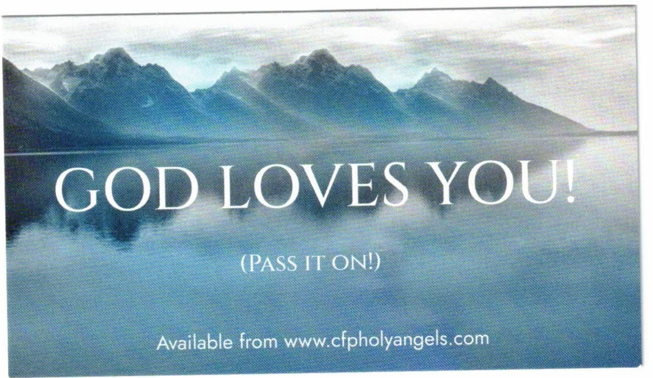 GOD LOVES YOU!  (Pass it on!) Wallet Size Inexpensive Give Away Encouragement Card