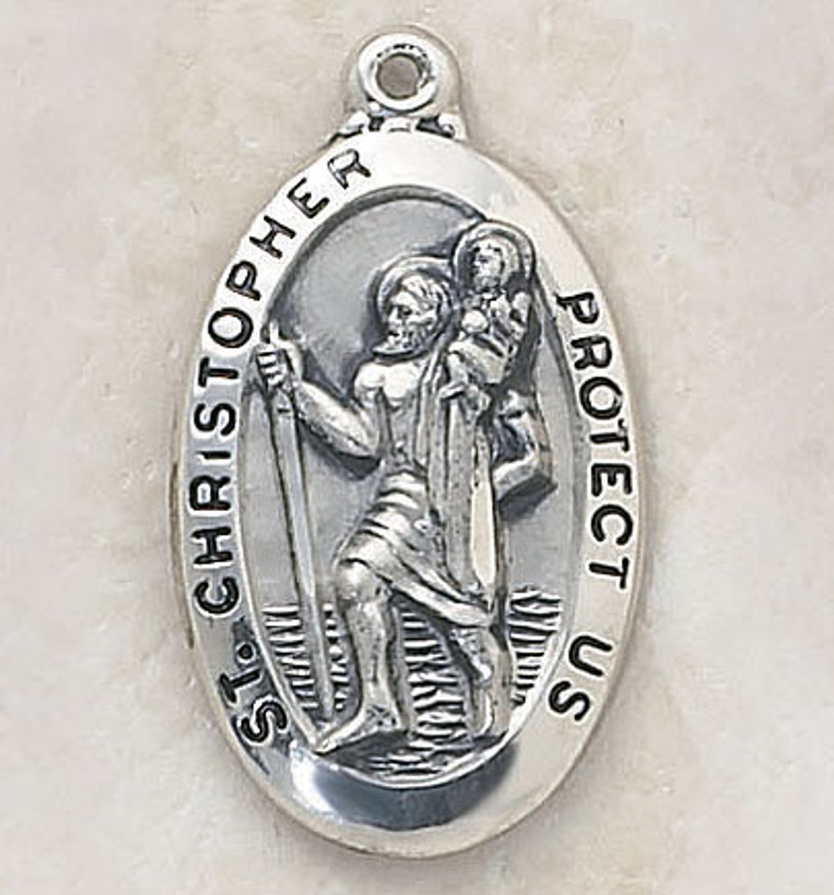 Saint Christopher pendant on chain, boxed