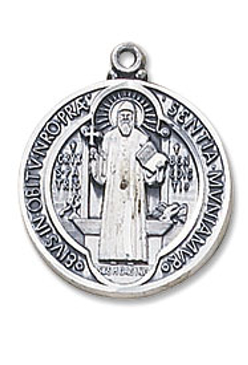 Saint Benedict medal on chain, boxed