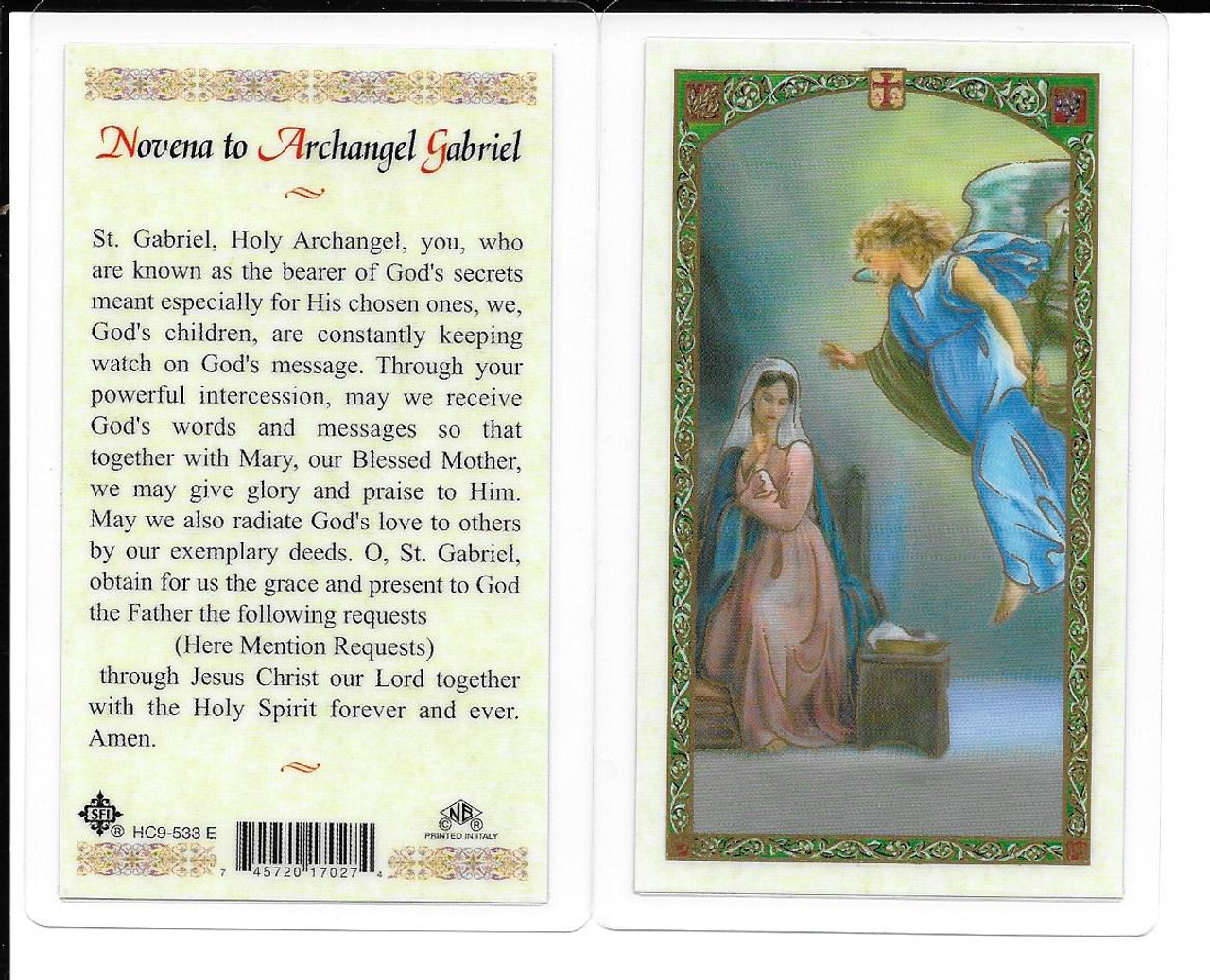 Laminated Novena Prayer Card “Archangel Gabriel”.