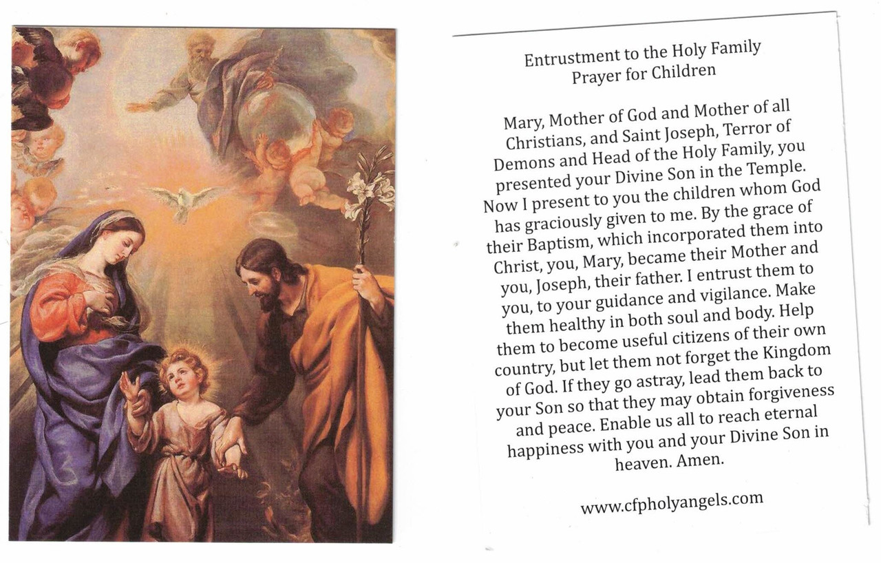 Entrustment to the Holy Family Prayer for Children Prayer Card