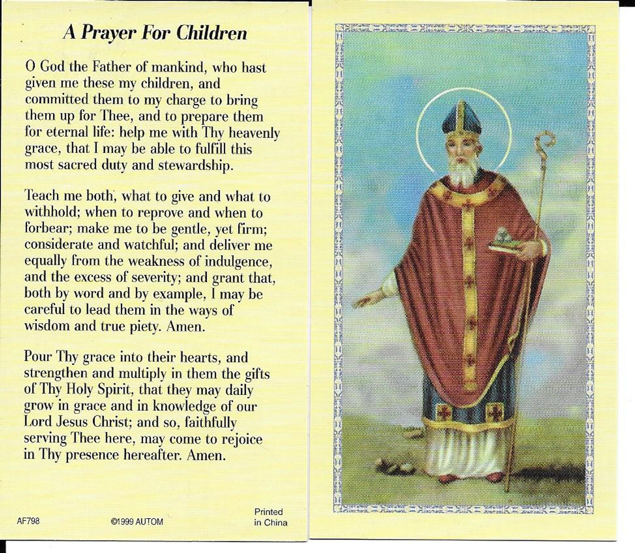 50 cent Prayer Cards of “A Prayer For Children”