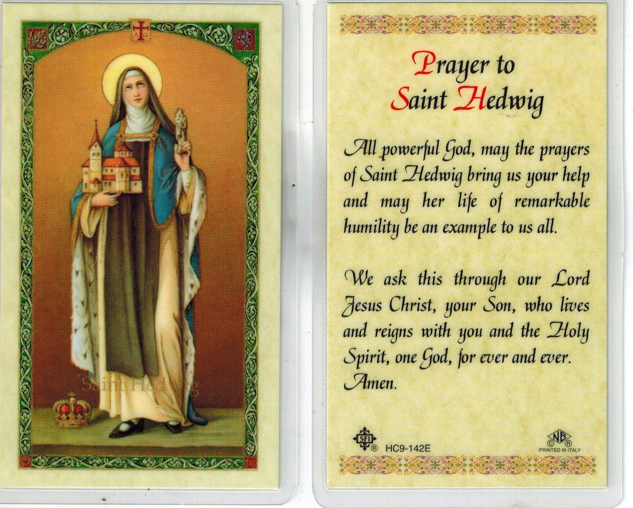 Prayer to Saint Hedwig Laminated Prayer Card