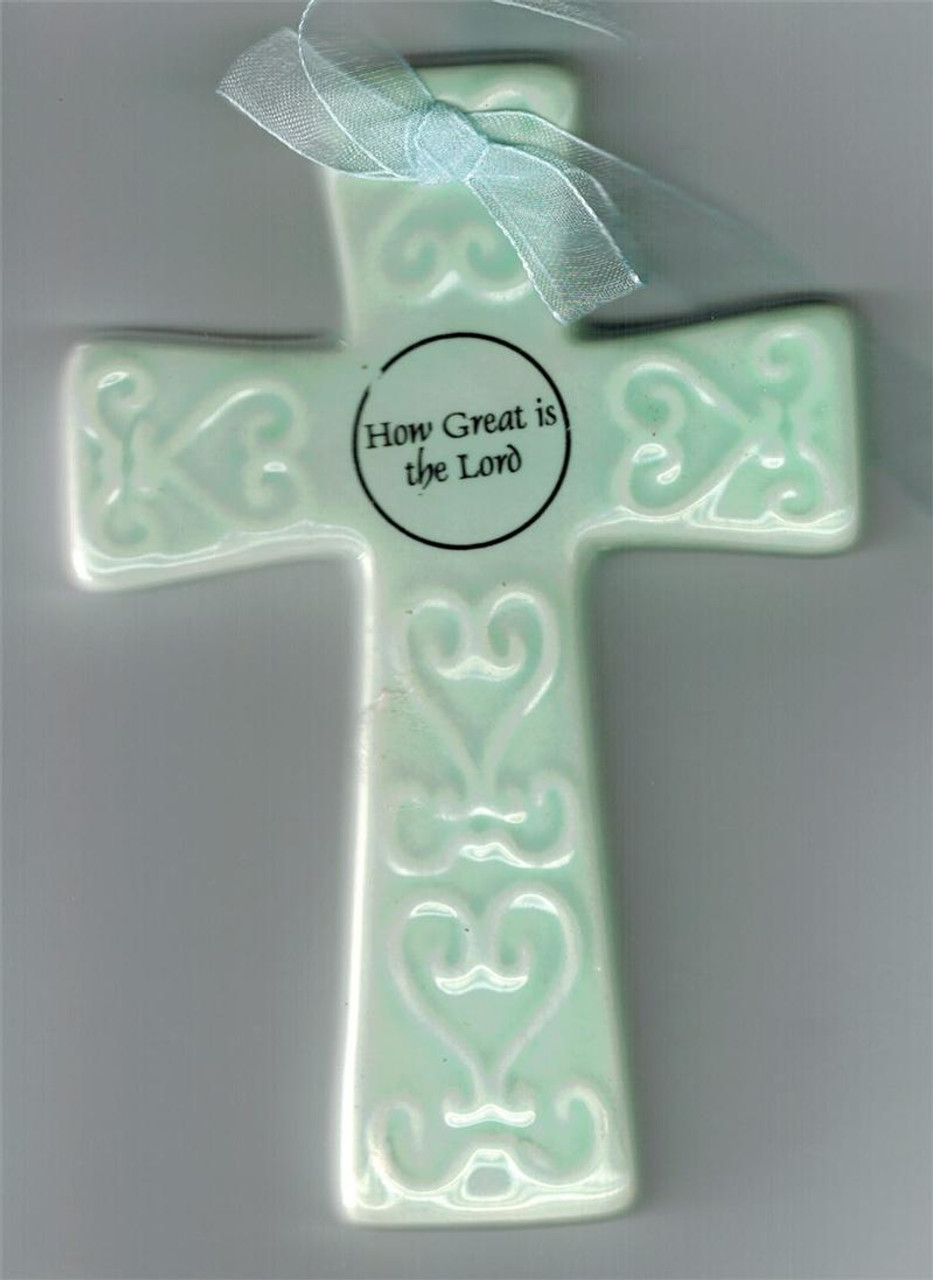 How Great Is The Lord Green Ceramic Wall Cross