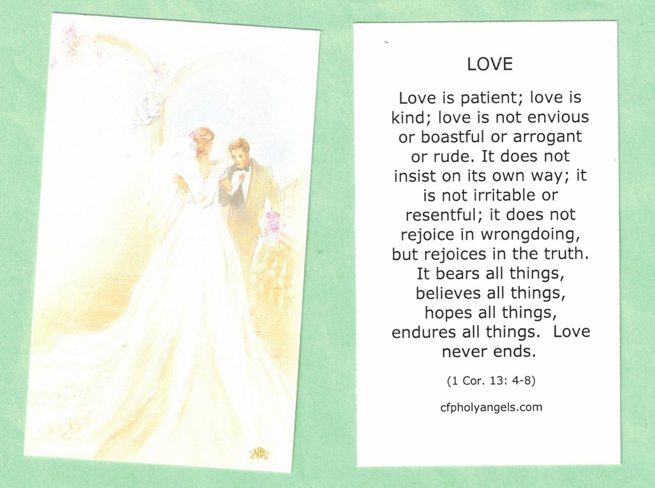 Love Is Prayer Card from 1 Corinthians 13 