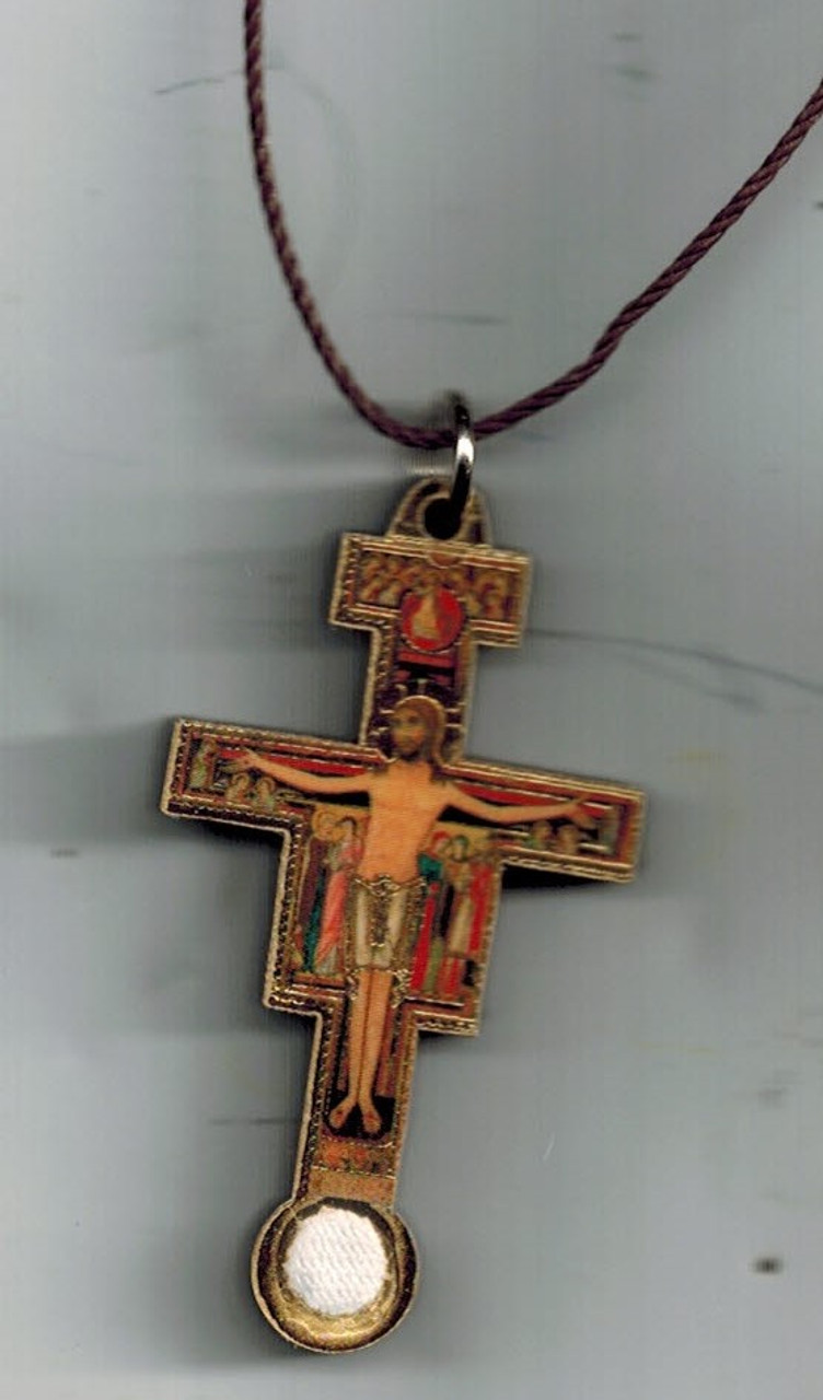 San Damiano Wood Wooden Multicolor Cross Necklace on Rope - New | eBay