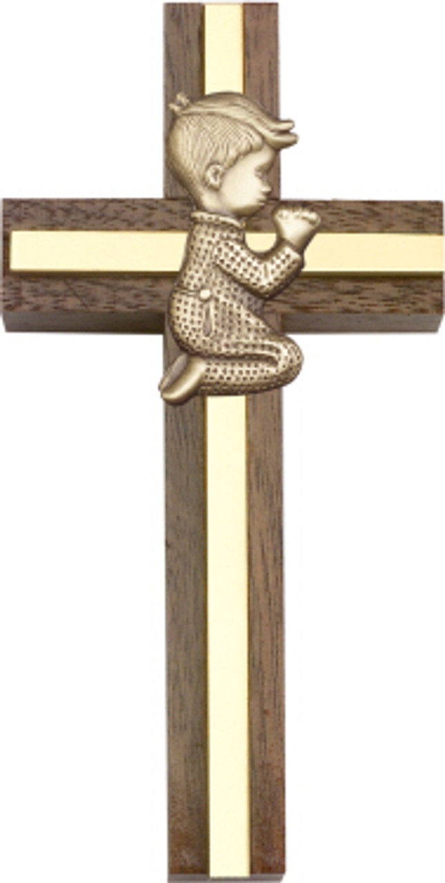 Bliss Praying Boy or Girl Walnut Cross