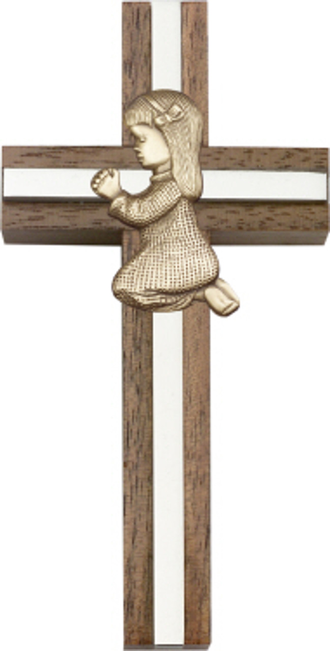 Bliss Praying Boy or Girl Walnut Cross