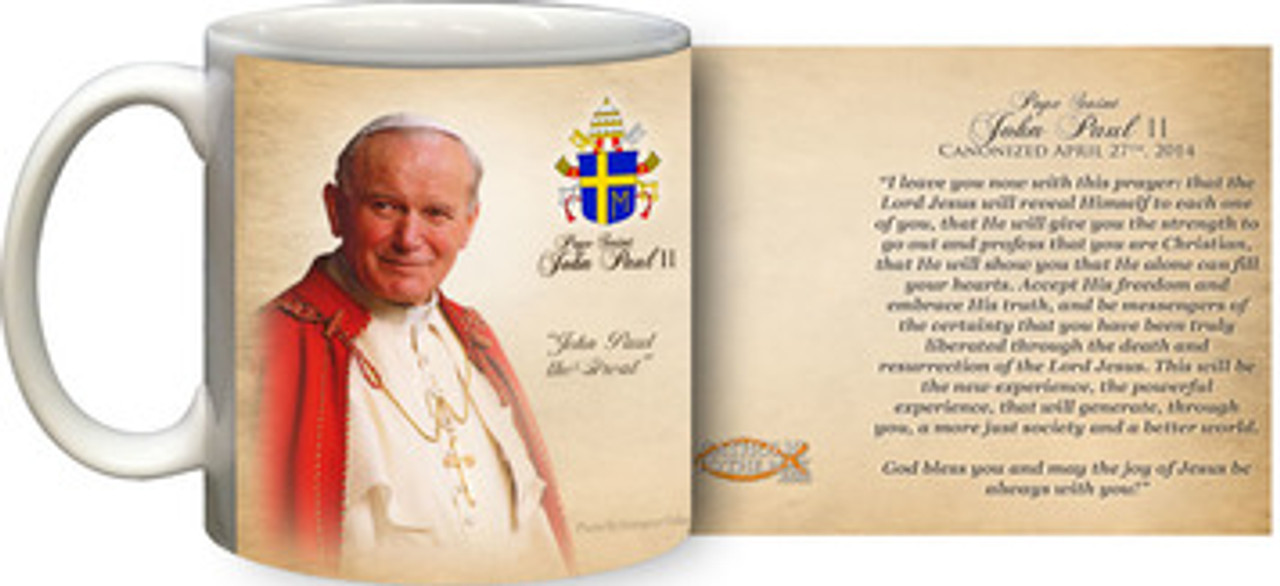 Pope John Paul II Sainthood Portrait Commemorative Quote Mug
