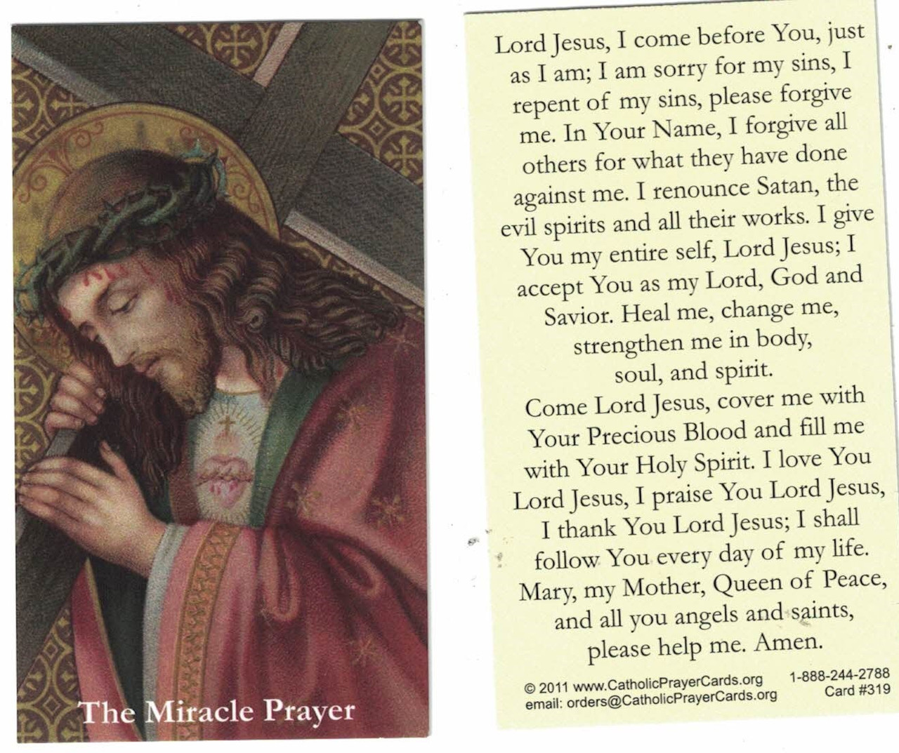 Miracle Prayer Holy Card (RC112)