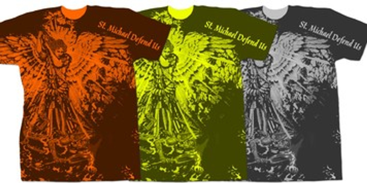 St. Michael Defend Us Graphic Poly T Shirt