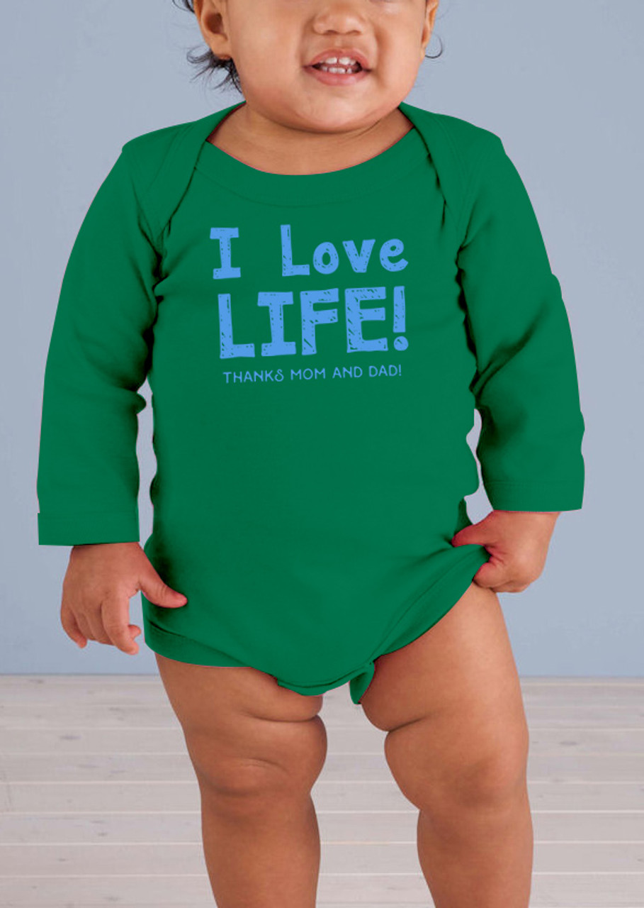 I Love Life! Long-Sleeve Baby Onesie