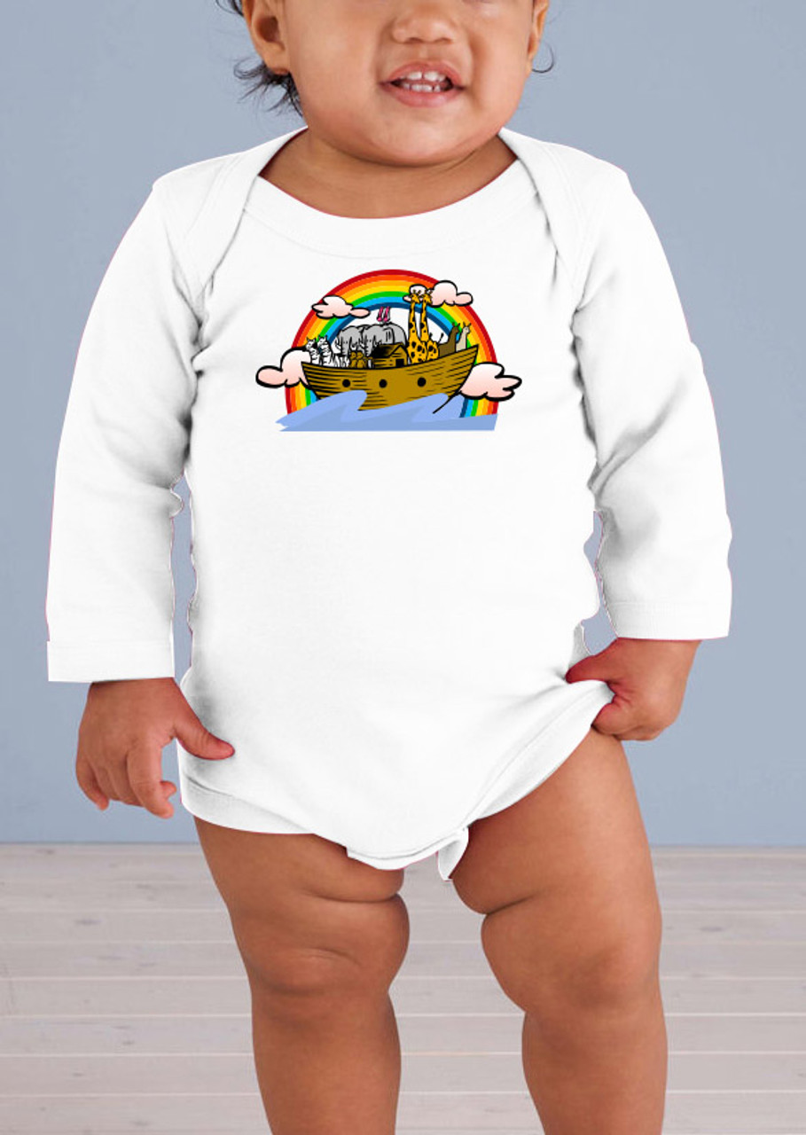 Noah's Ark Long-Sleeve Baby Onesie