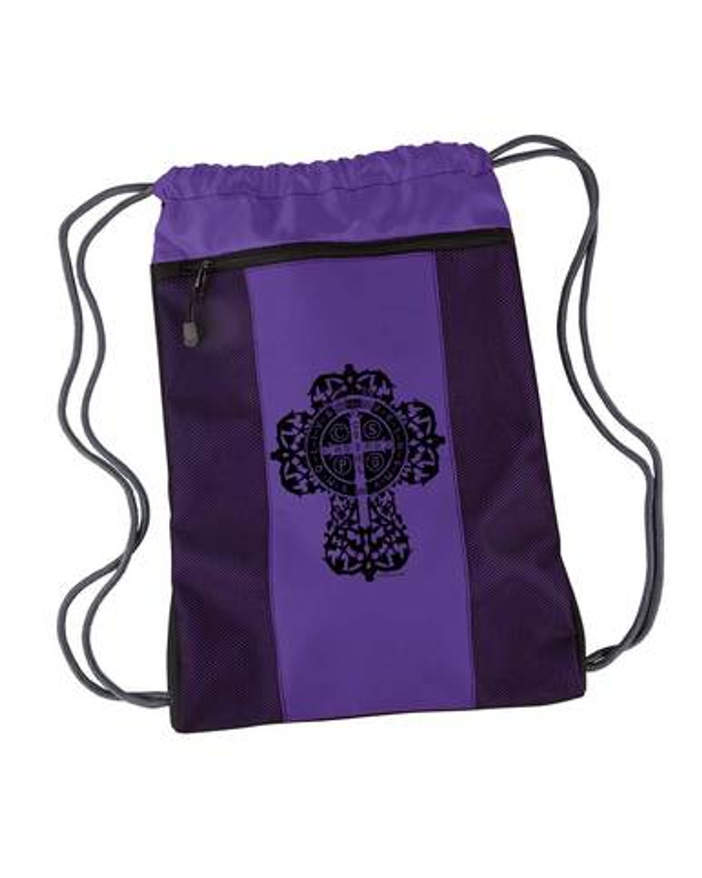 Benedictine Cross Drawstring Cinch Backpack