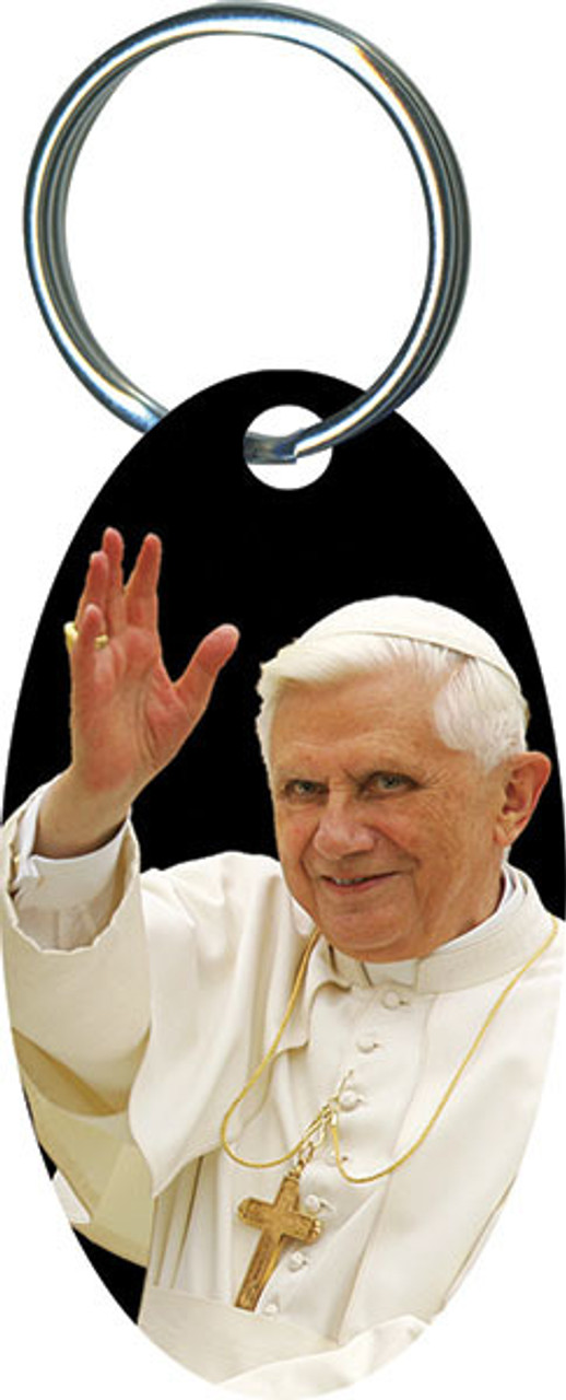 Pope Benedict XVI Waving Oval Keychain