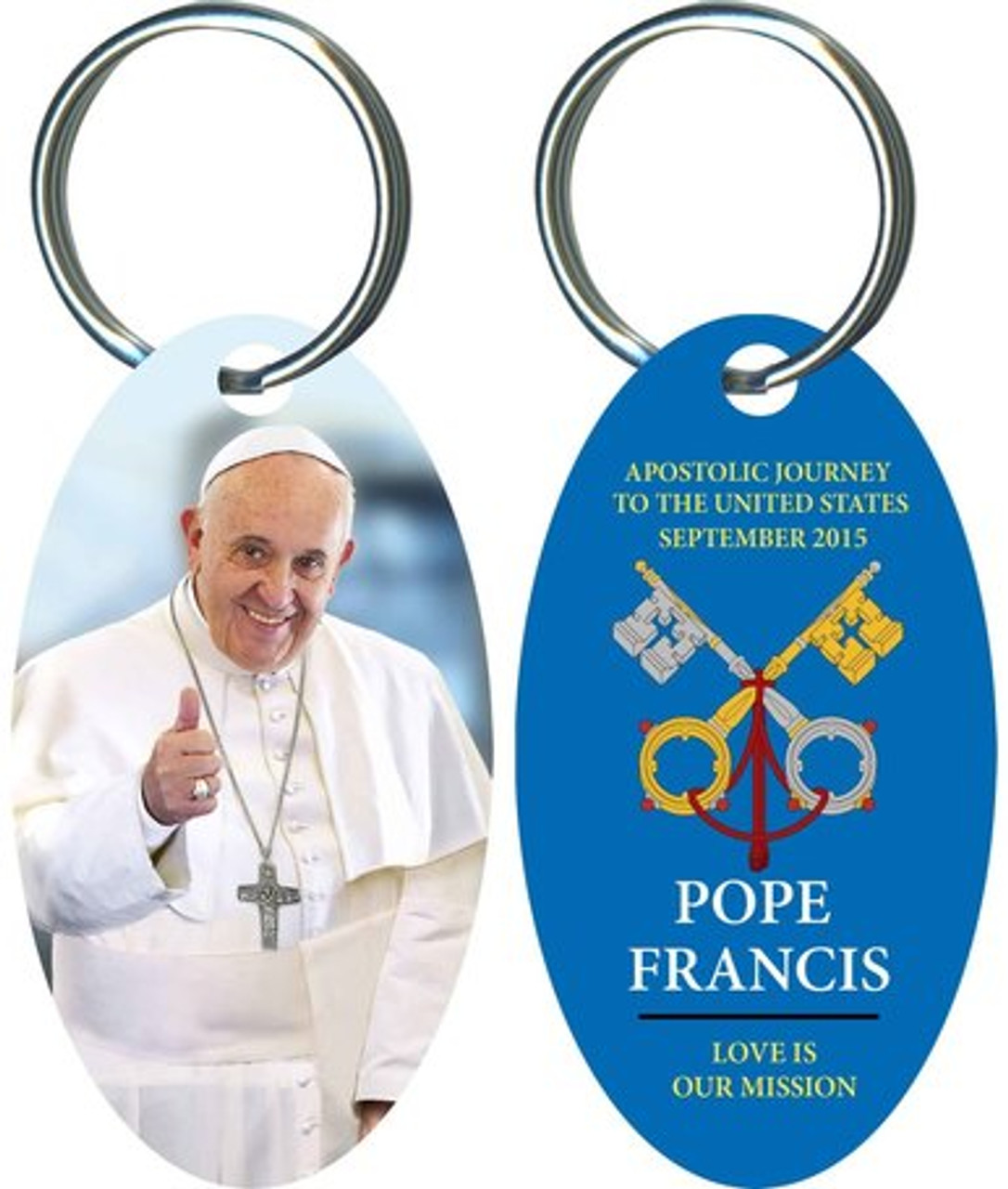 Pope Francis Thumbs Up Commemorative Apostolic Journey Keychain