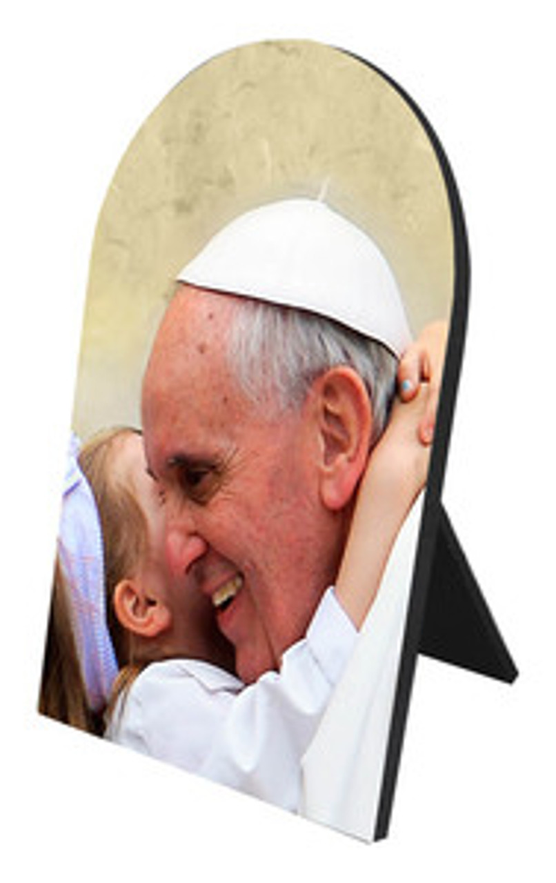 Pope Francis with Child Arched Desk Plaque