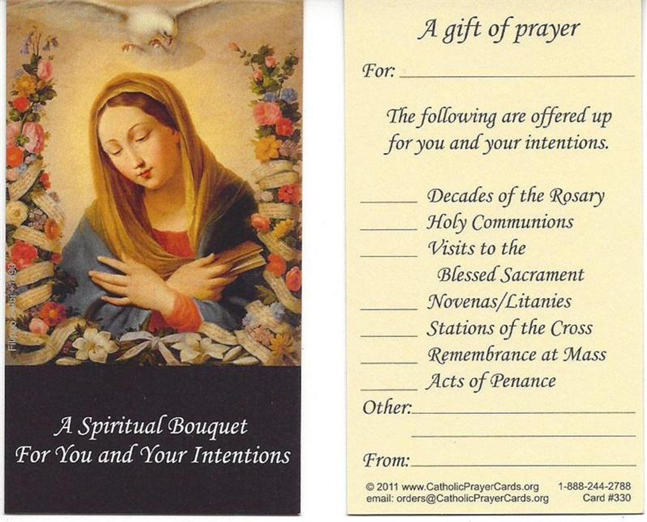 A Spiritual Bouquet For You and Your Intentions Prayer Card