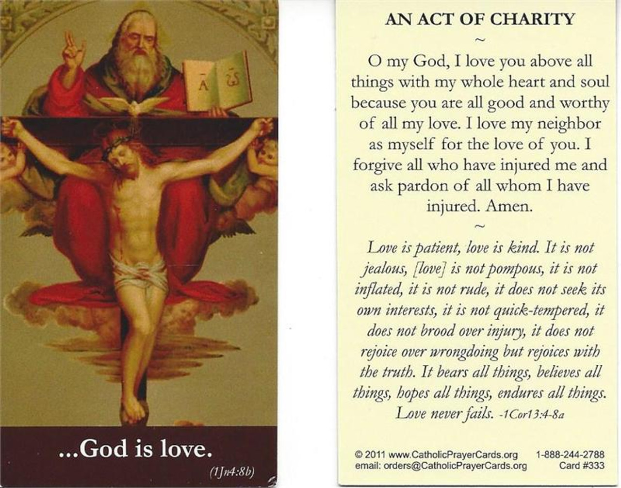 God Is Love Prayer Card - Act of Charity