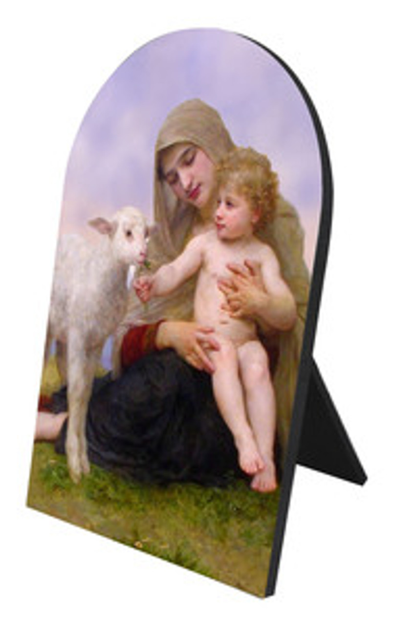 Madonna, Child, and Lamb Arched Desk Plaque