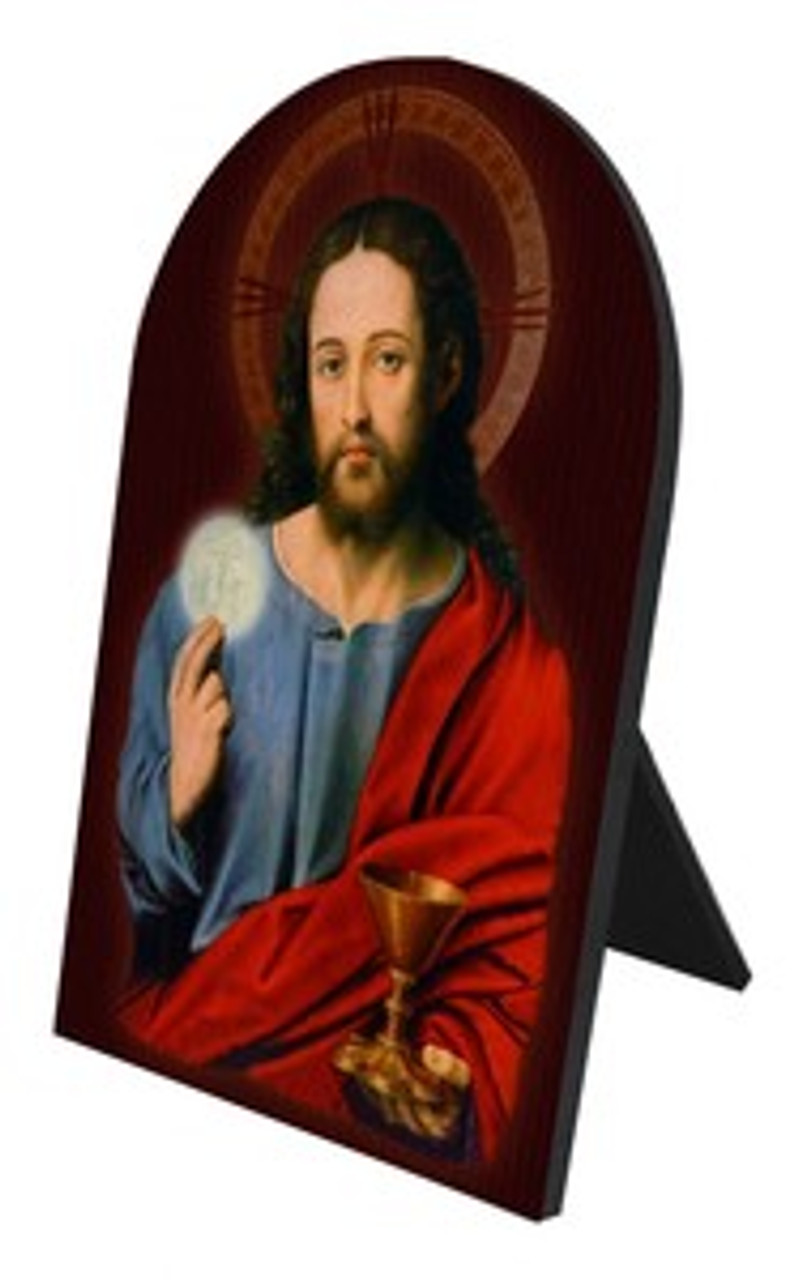 Christ With Eucharist Arched Desk Plaque