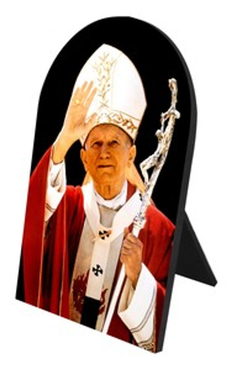 St. John Paul II Waving Arched Desk Plaque