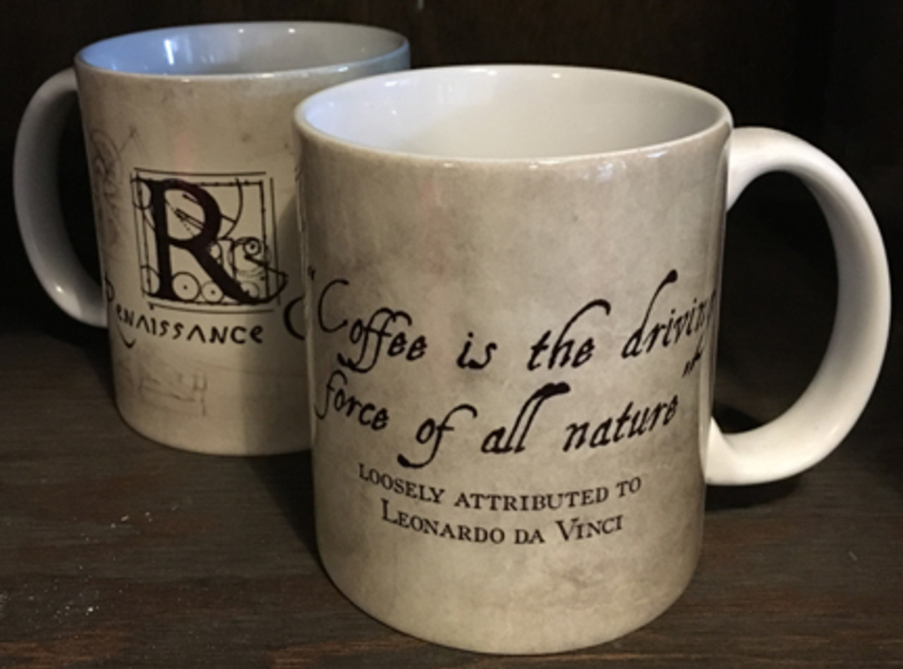 Leonardo da Vinci Driving Force Quote Mug