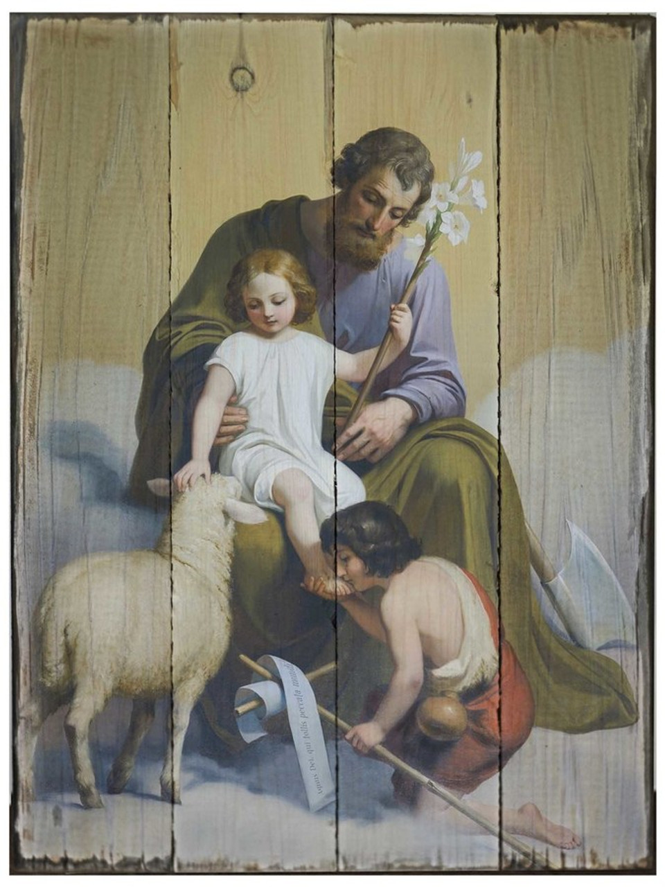 St. Joseph Guardian of Sons Rustic Wood Plaque