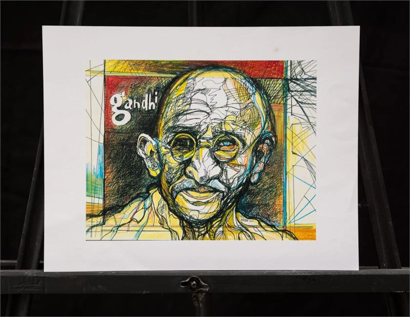 Colorful Gahndi Sketch by Joseph Matose