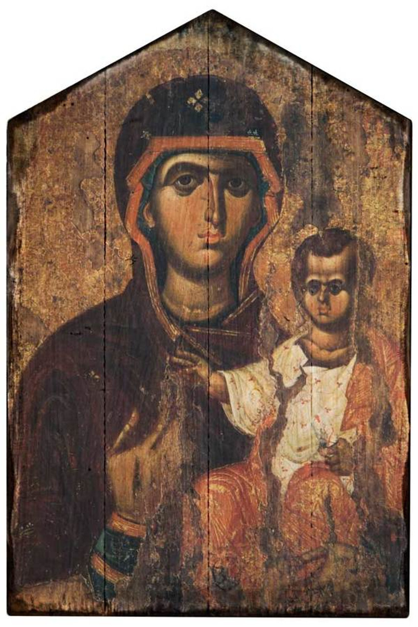 Madonna and the Child Jesus Rustic Wood Icon Plaque