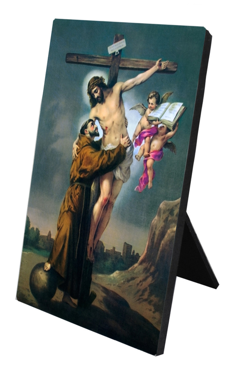 St. Francis with Christ Vertical Desk Plaque