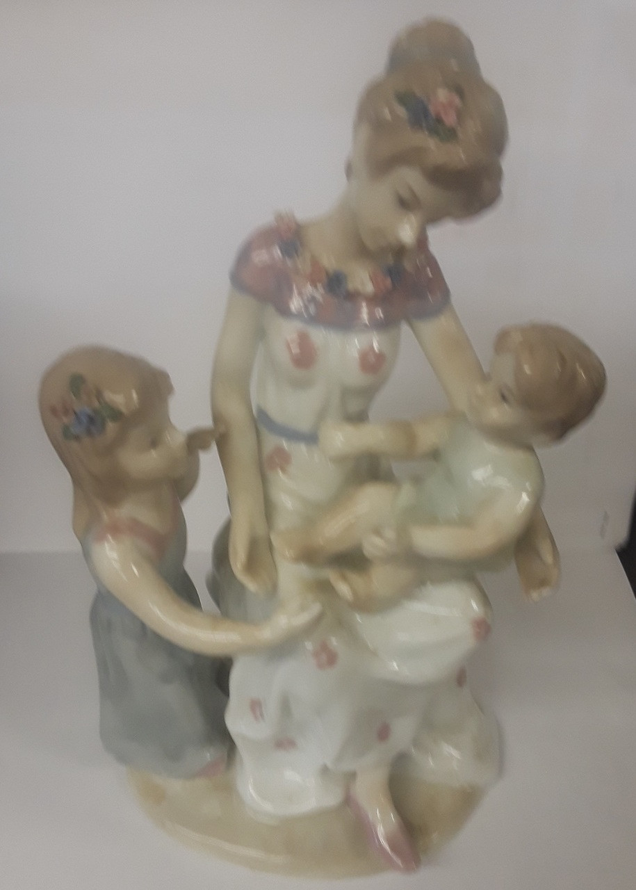 Mother With Children Porcelain Statue