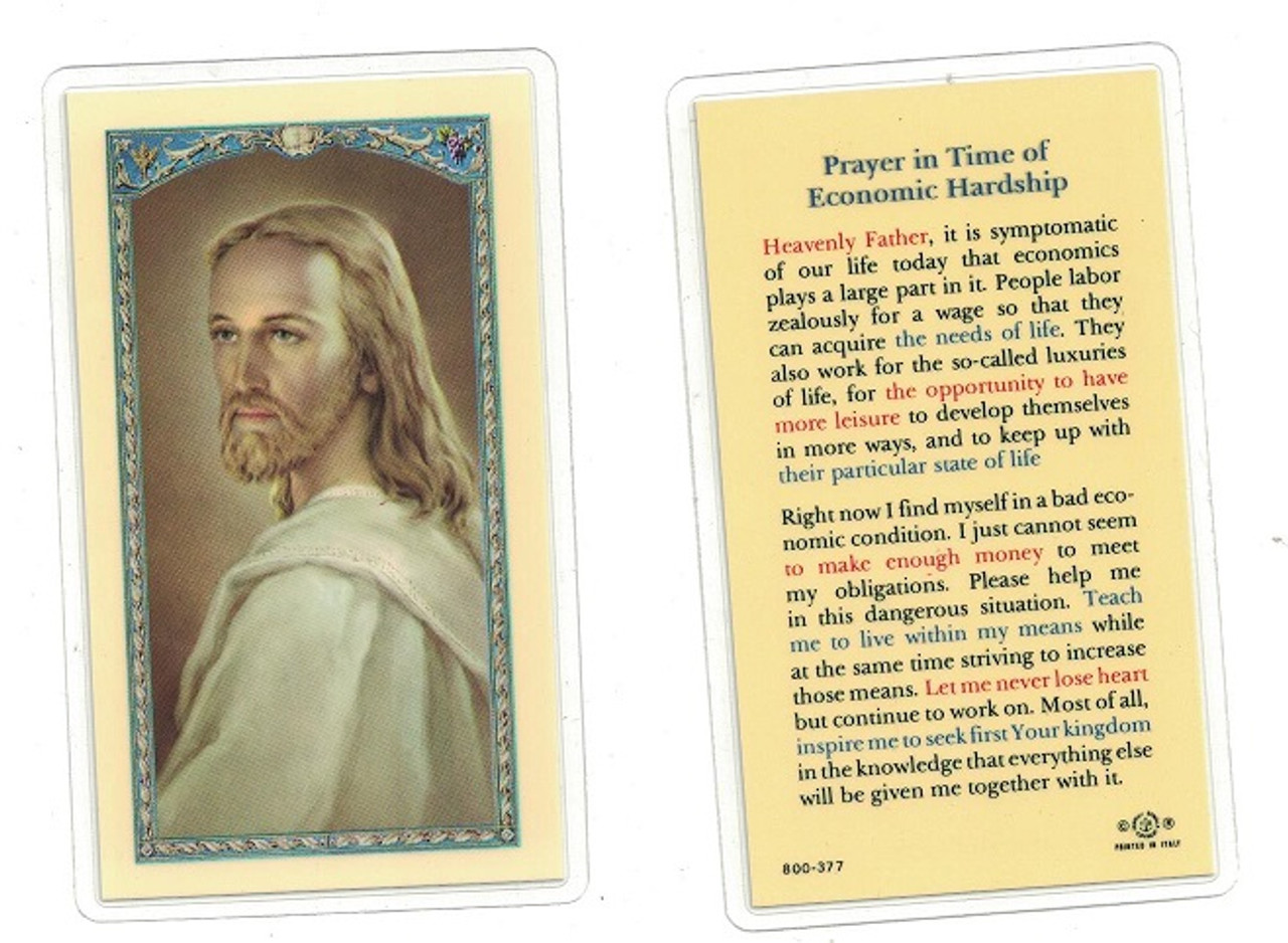 Prayer In Time Of Economic Hardship Laminated Prayer Card