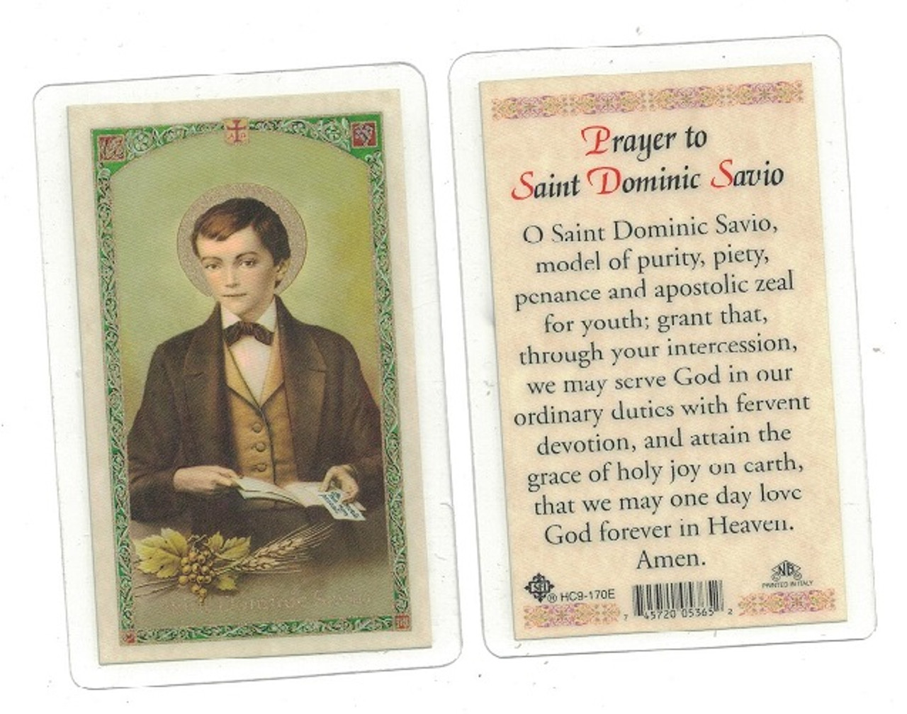 St. Dominic Savio Laminated Prayer Card (RR274)