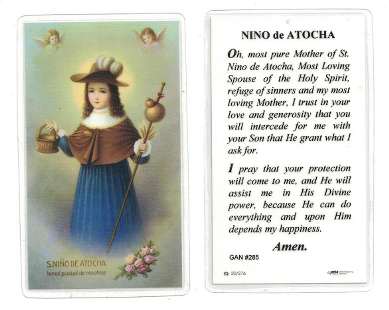 Nino de Atocha Laminated Prayer Card