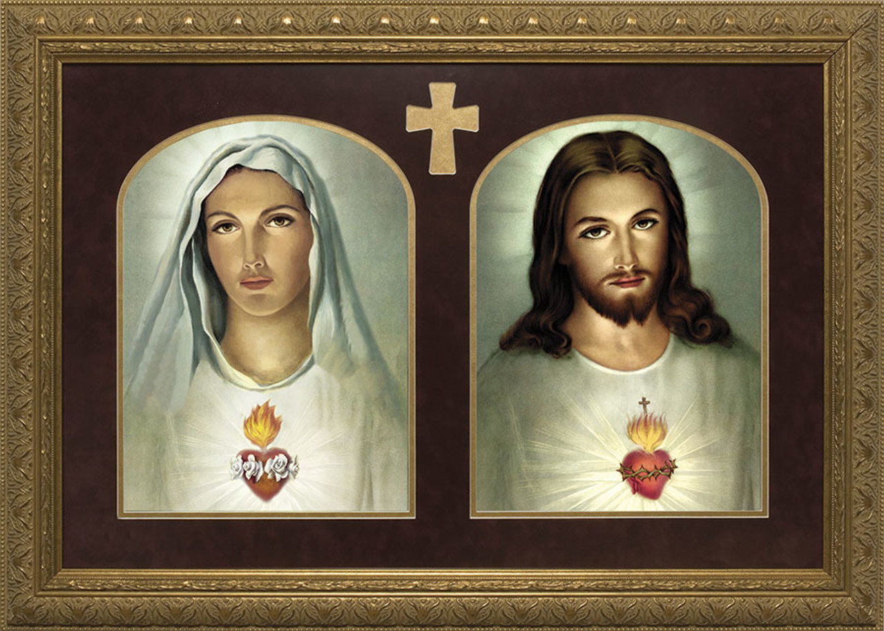 Traditional Sacred & Immaculate Hearts Framed Art