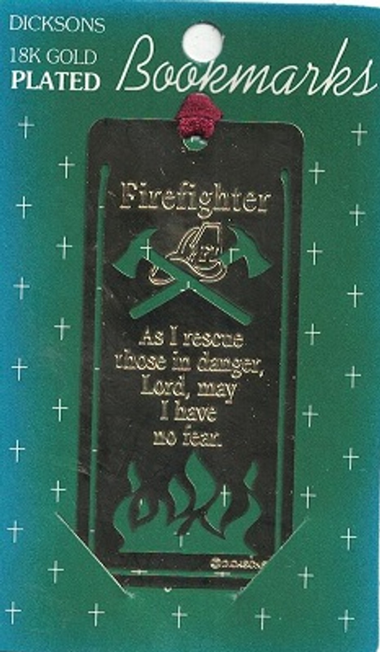 Gold (18K) Plated Firefighter Bookmark Prayer