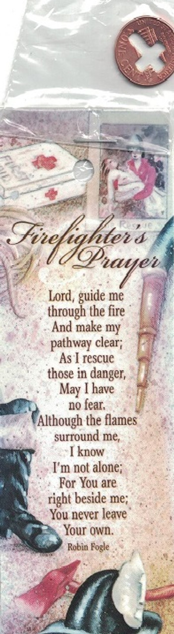 Firefighter Prayer Bookmark With Coin