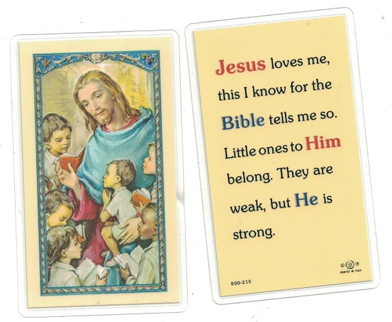 Jesus Loves Me Laminated Prayer Card